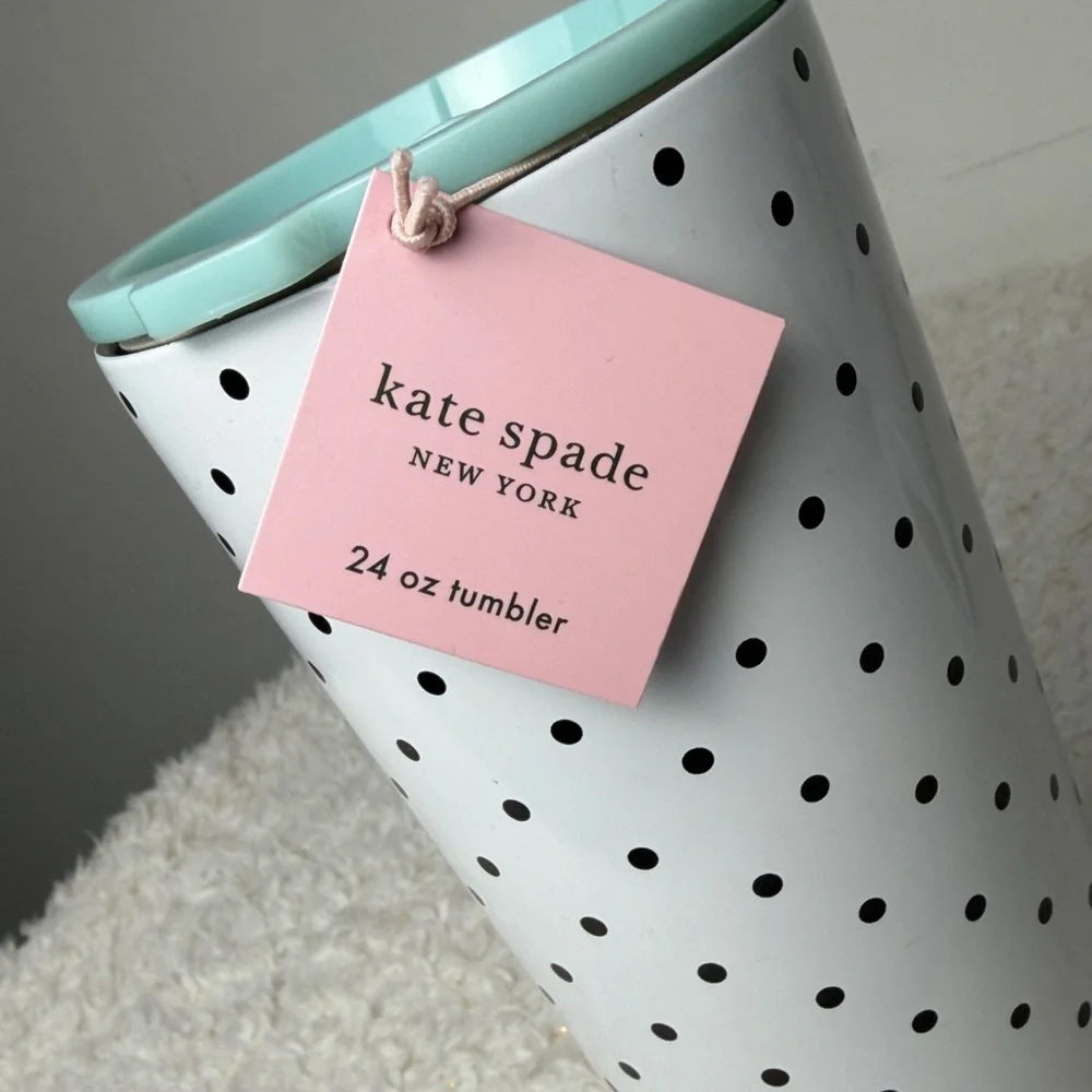 Kate Spade Black and White Polka‎ Dot Tumbler letter N